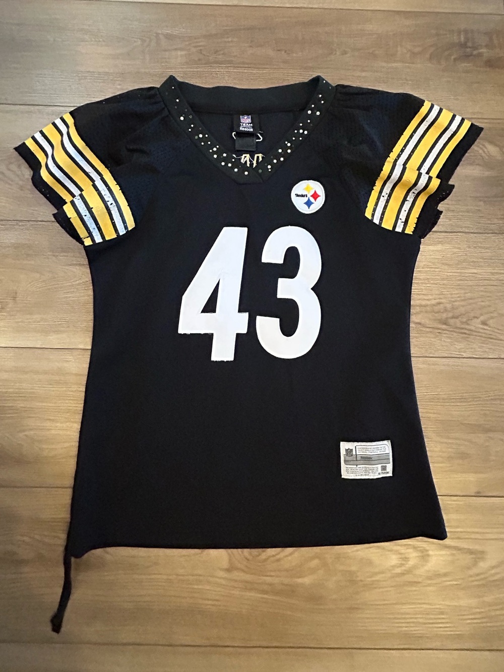 Reebok Troy Polamalu 43 Steelers Rhinestone Jersey Top Estimated Women’s Small
